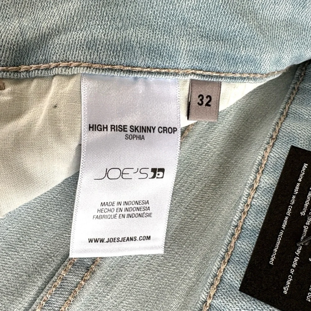 NWT Joe’s Jeans High Rise Skinny Crop Jeans Sophia Wash Size 32 Retail $198.00